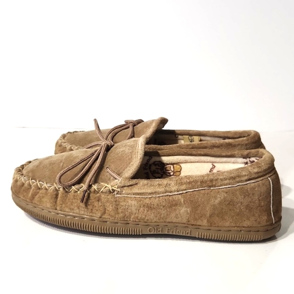 Old Friend Gemuine Suede & Sheepskin Chestnut Moccasin Slipper Size 10 LIKE NEW! - Picture 3 of 13